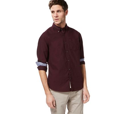 Big and tall dark red oxford tailored fit shirt